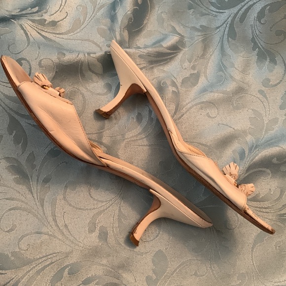 Prada White Leather Tassel Mules Size 40 - Picture 3 of 9